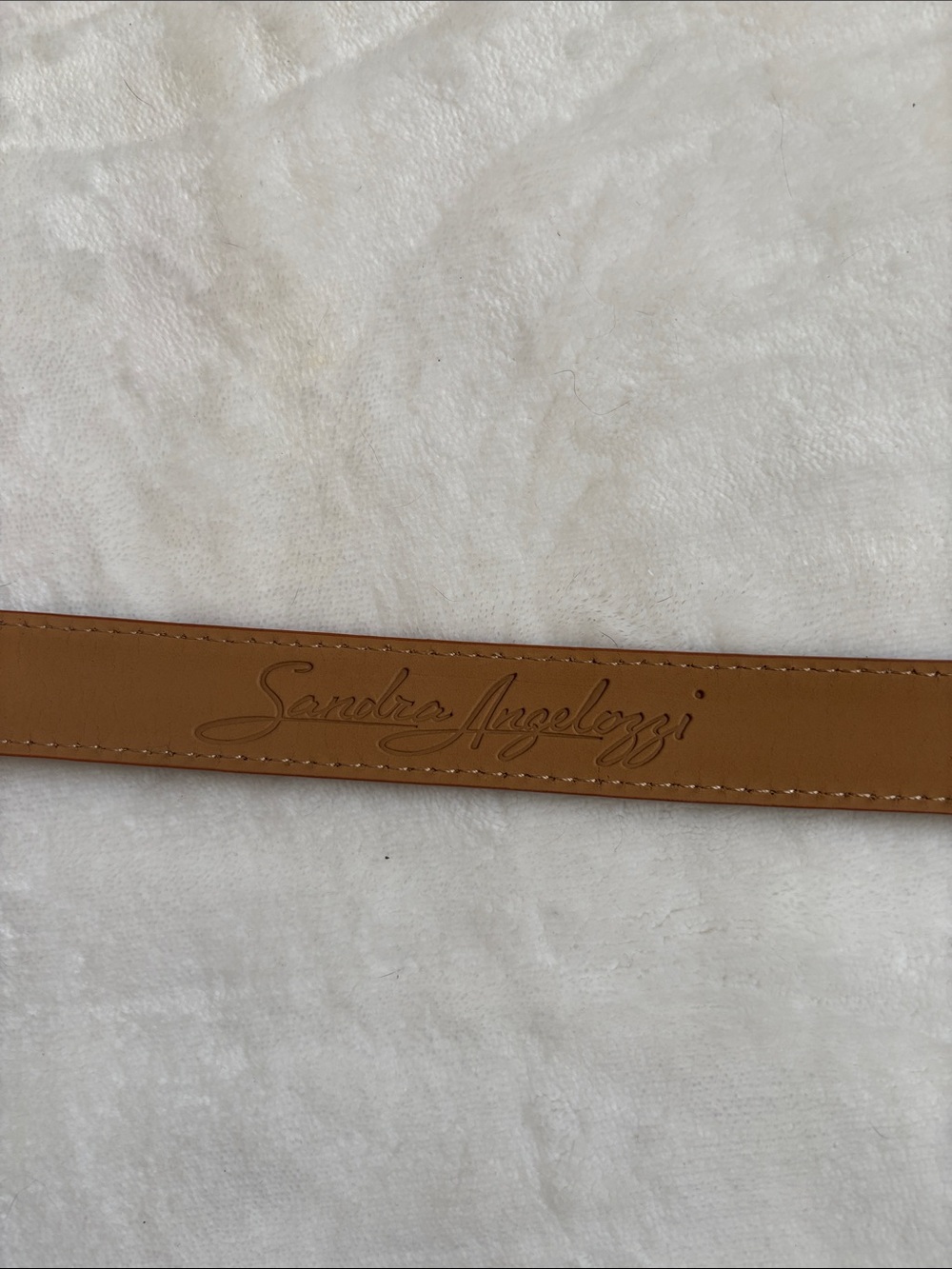 Brown Textured Leather Belt with Gold Buckle - Picture 5 of 6